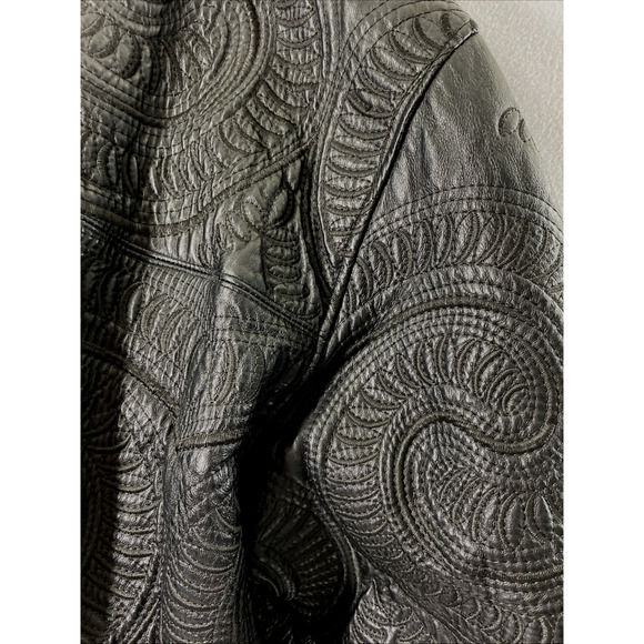 Anthm Design Co Leather Jacket Mens Size 6XL Full Zip Bomber Biker Black‎ Swirl - Picture 15 of 16